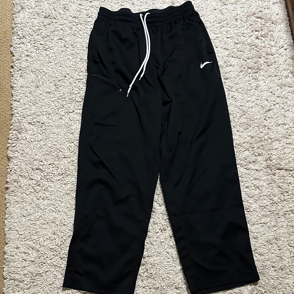 Nike Black Athletic Pants with White Drawstring